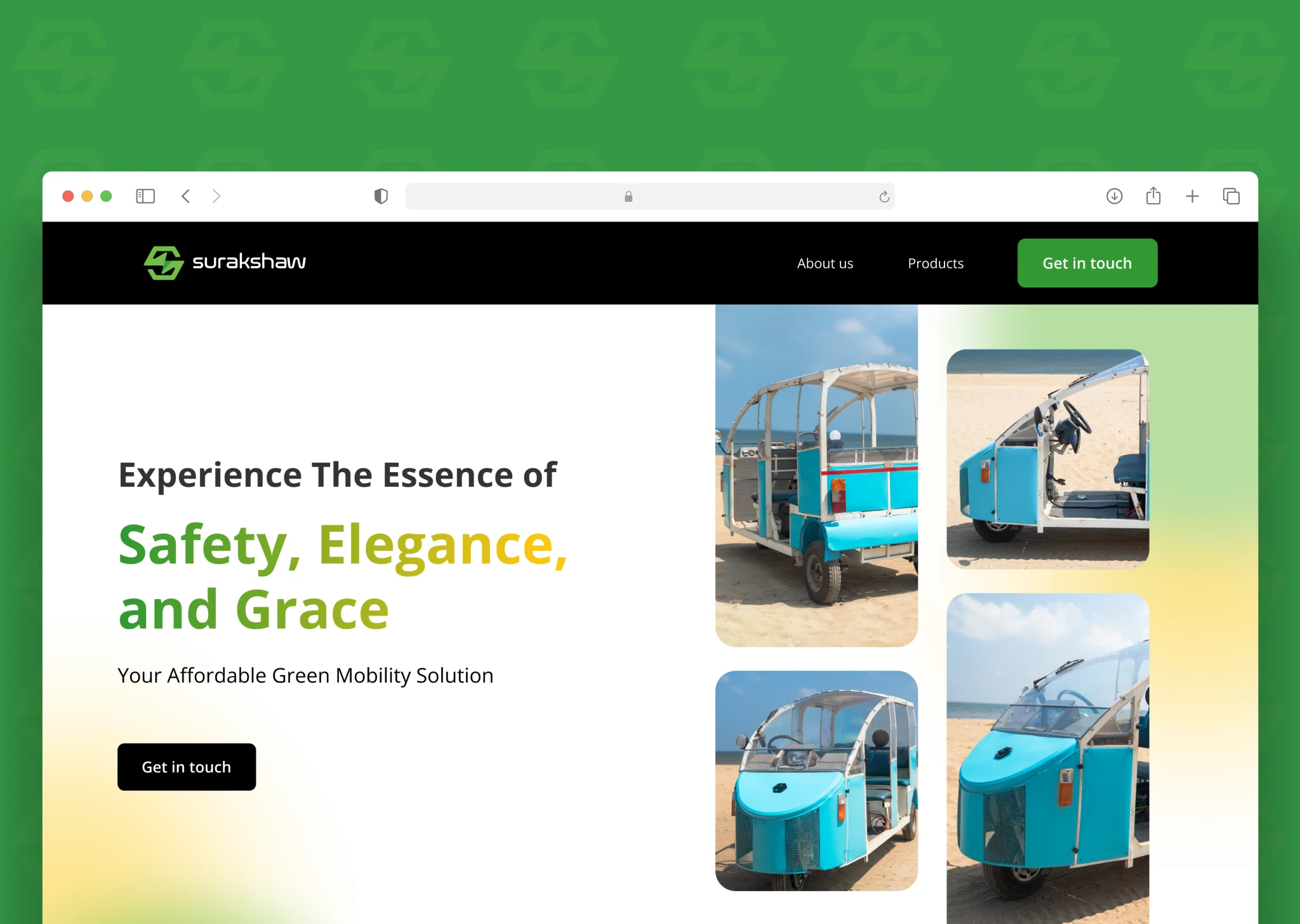 Suraksham Mobility identity and website project shown on BuildFastr